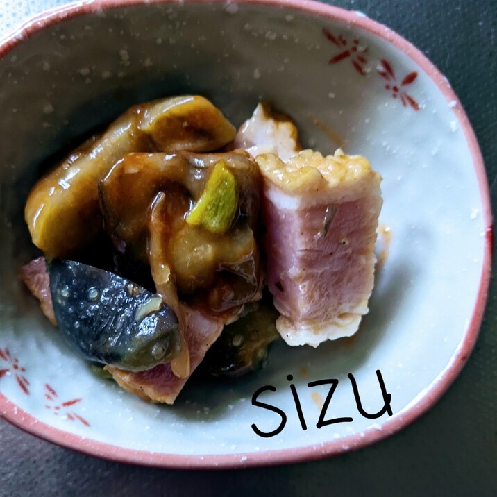 なすとベーコンのケチャップ炒め